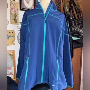 Eddie Bauer Blue windbreaker Jacket with Teal Trim